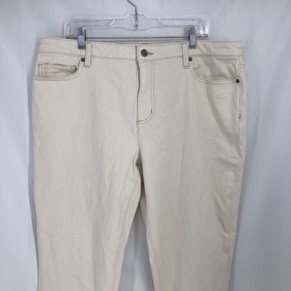 Lands' End Mid Rise Straight Cream Denim Jean 18 Tall (40x34)